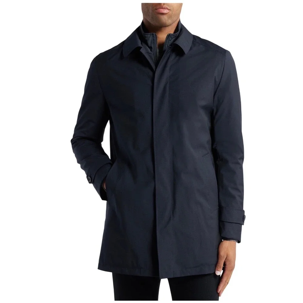 Nordstrom Car Coat Mens Large NO475433MN Navy Night Quilted Lining NEW
